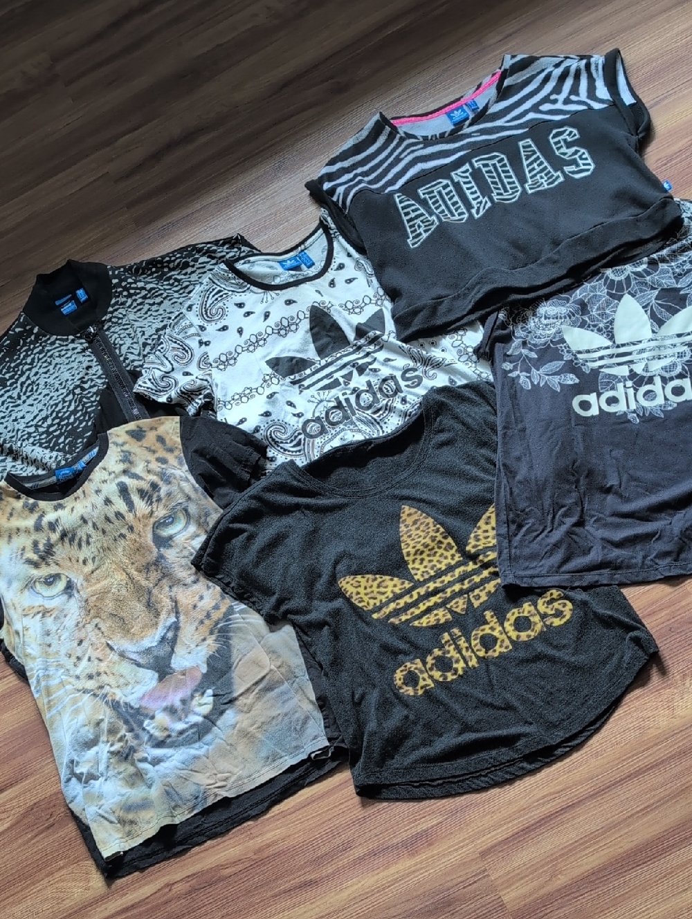 Adidas Originals 6 Shirt/ Jacket/ Crop Top Bundle Animal Print